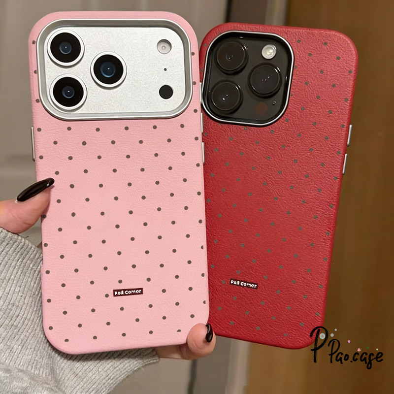 สำหรับiPhone 16 17 13 AIR 14 15 12 11 Pro Max 7 8 14 15 16 Plus XR X SE 2 3 เคสผิวหนัง ลายจุดน่ารัก น่ารัก2026