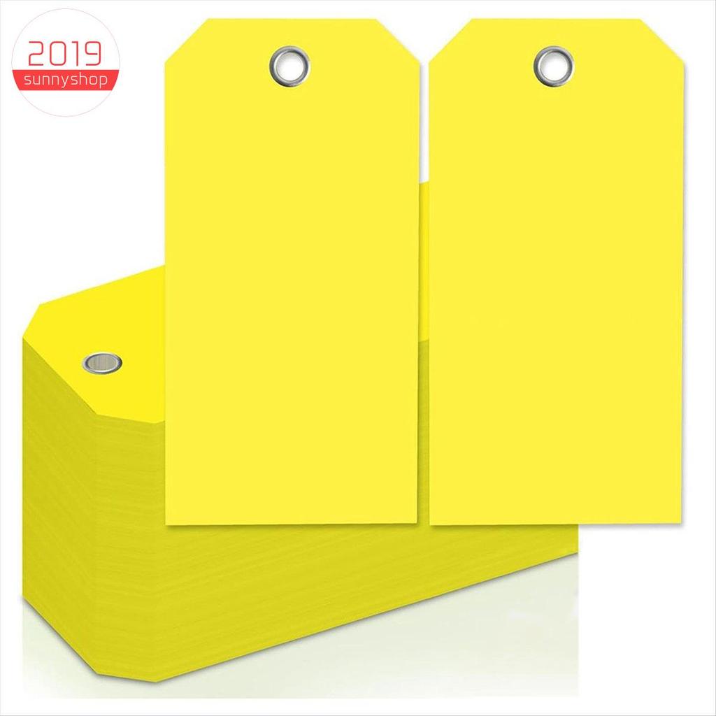 [sunnyshop2019]4 3/4In X 2 3/8In Neon Shipping Tags เปล่า Heavy Duty Hang Tags พร้อมเสริม Holes Writ