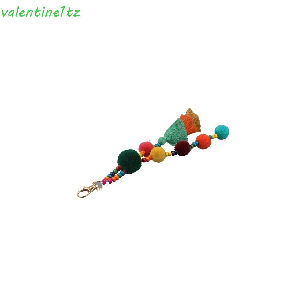 YOGIC Boho สไตล์ลูกผมพู่พวงกุญแจ, Boho สไตล์พู่ Boho พวงกุญแจ,กระเป๋าแขวนจี้ทําด้วยมือสีสันไล่ระดับส