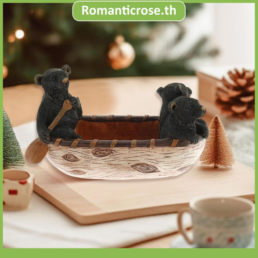 เรซิ่นหมีสีดําหุ่นพายเรือที่วางแก้วหมีสไตล์ที่วางแก้วชุดสําหรับห้องนั่งเล่นห้องรับประทานอาหาร ร้านค้