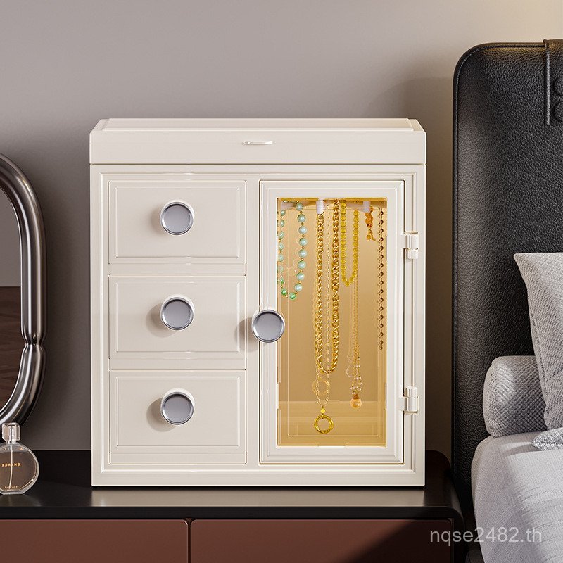 ที่เก็บเครื่องประดับชั้นวางของในครัวเรือนขนาดใหญ่ป้องกันฝุ่นเครื่องประดับต่างหูกล่องเก็บแหวนพลาสติกค