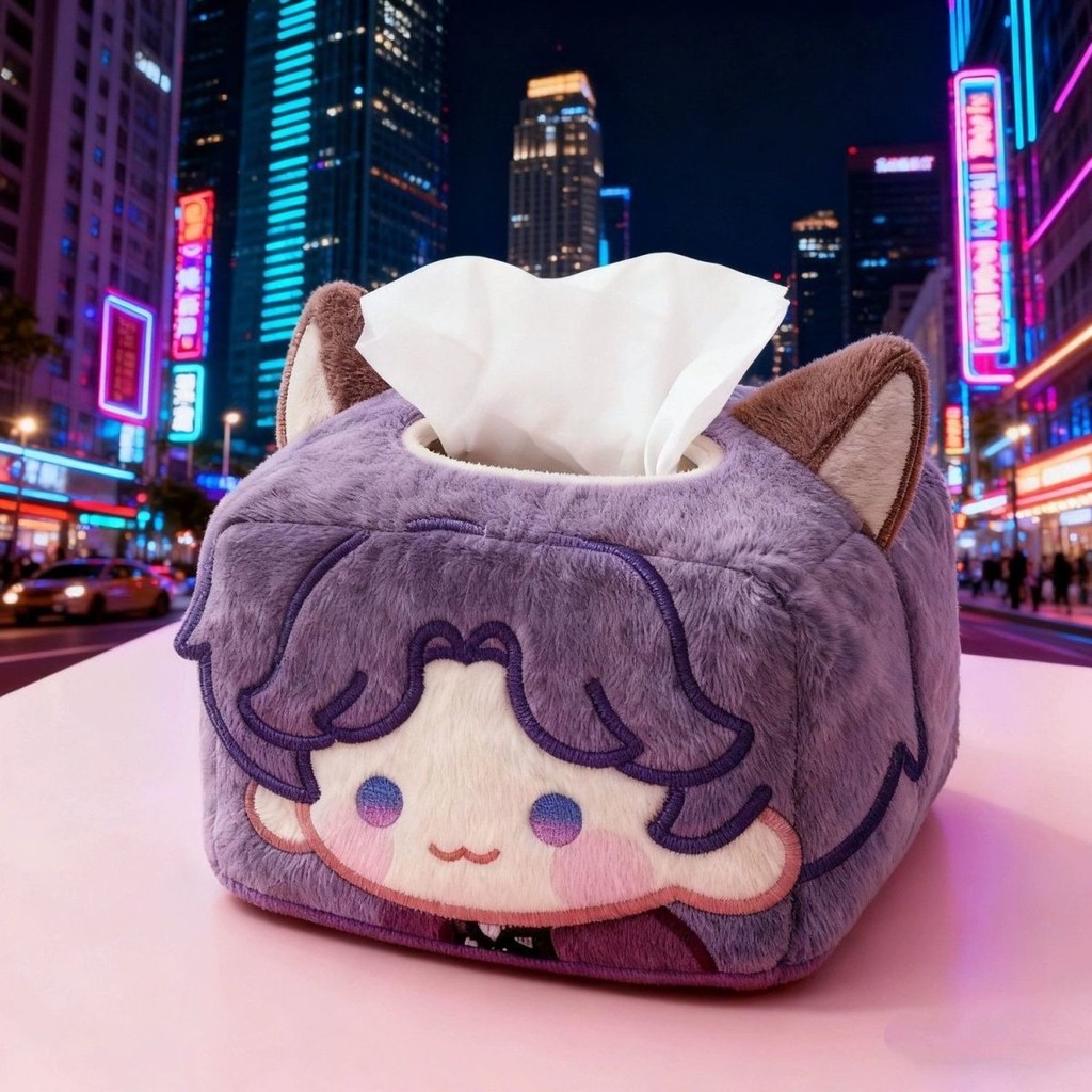 Love and Deep Space Qiyu Plush กล่องกระดาษทิชชู Creative Q น่ารัก Qiyu แมวปลาดุกกล่องเก็บอุปกรณ์ต่อพ