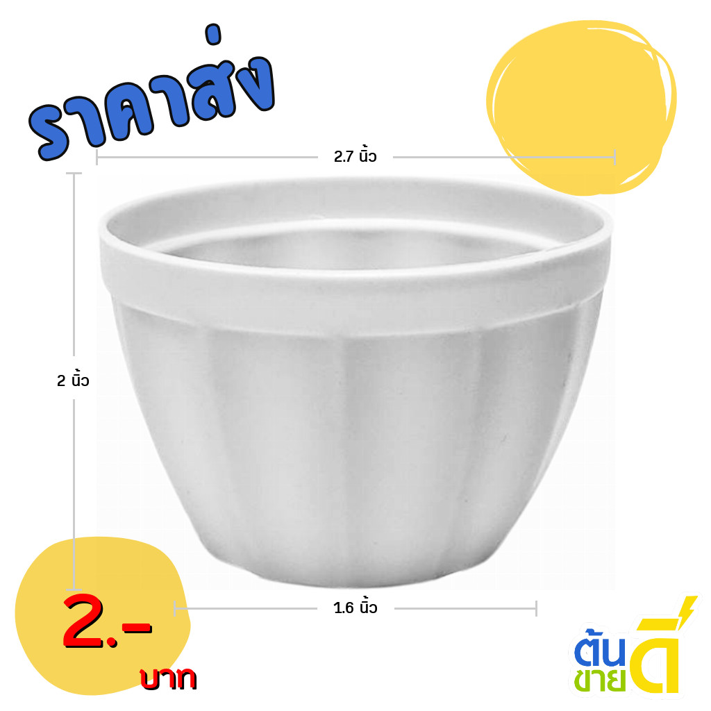 กระถาง กระถางต้นไม้ กระถางแคคตัส มะเฟือง 2 นิ้ว สีขาว ขั้นต่ำ 10 ใบ ชิ้น อัน