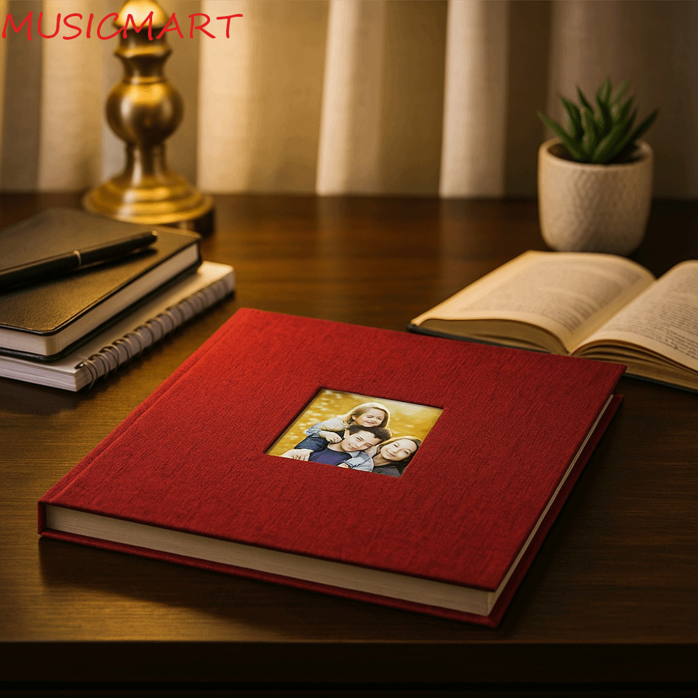 MUSICMART อัลบั้มภาพกาวในตัว ปกผ้าลินิน 20 แผ่น DIY Photo Book, Keepsake Album Square ความจุขนาดใหญ่