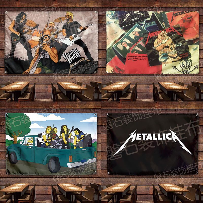 MetallICA Rock Tapestry ผ้าพื้นหลังผ้าตกแต่งห้องนอนอินเทรนด์บาร์สตูดิโอหอพัก Rock Hip Hop
