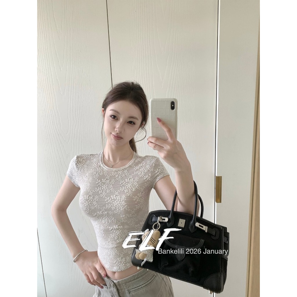 เสื้อลูกไม้ยืดหยุ่น สไตล์เสื้อสายเดียวสำหรับผู้หญิง