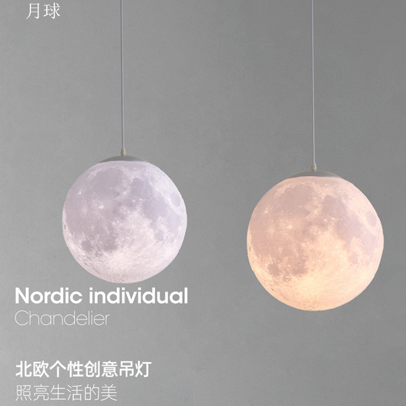 3D Printed Bedroom Chandelier Nordic Master Bedroom Lighting Modern Simple Creative Room Moon Lamp D