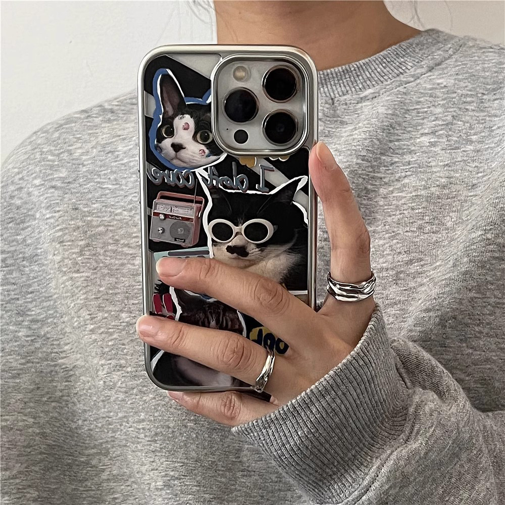 สำหรับ iphone เคสไอโฟน 11 13 ลูกแมวสีดำ เคสไอโฟน11 pro max 16 15 14 11 12 Pro x xs max xr 7plus 8plus เคส 16 plus - รูปที่ 3