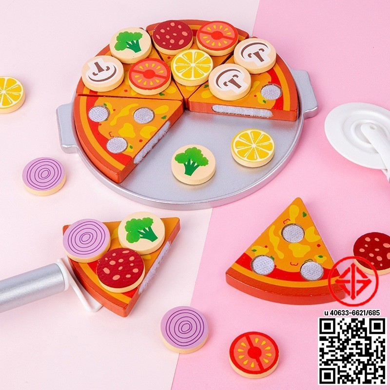 ชุดเตาอบพิซซ่าของเล่นไม้ ของเล่นเด็ก ของเล่นในครัว ชุดเตาBBQอุปกรณ์ครบเซ็ต ของเล่นทําอาหาร - รูปที่ 7