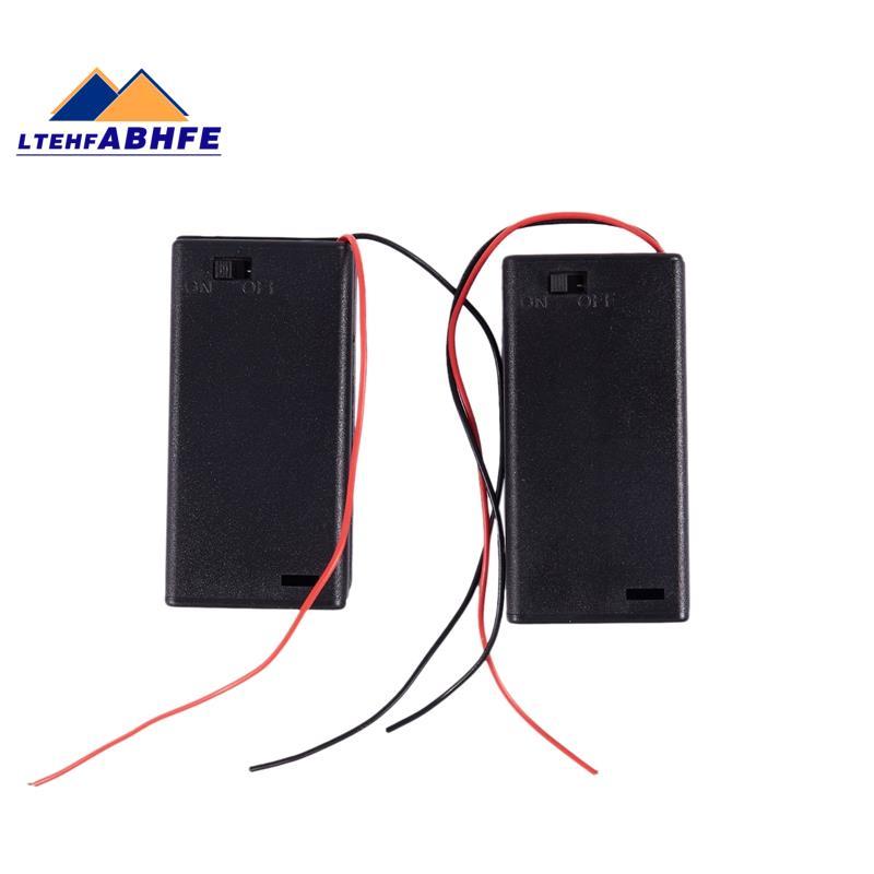 [ขายร้อน L]2 X AA 3V Battery Holder Case Box Slot Wired ON/OFF Switch W Cover