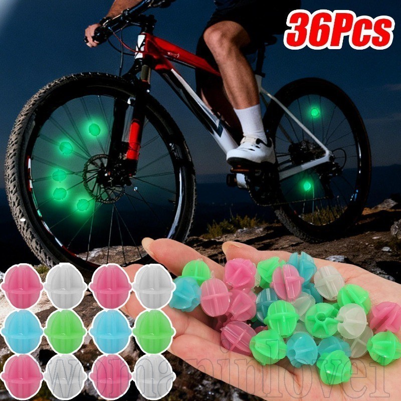 36-144PCS Luminous Bike Spoke Bead - Anti Rust, VIcture Enhancer - Glow in the Dark สีสันลูกปัด - Ni
