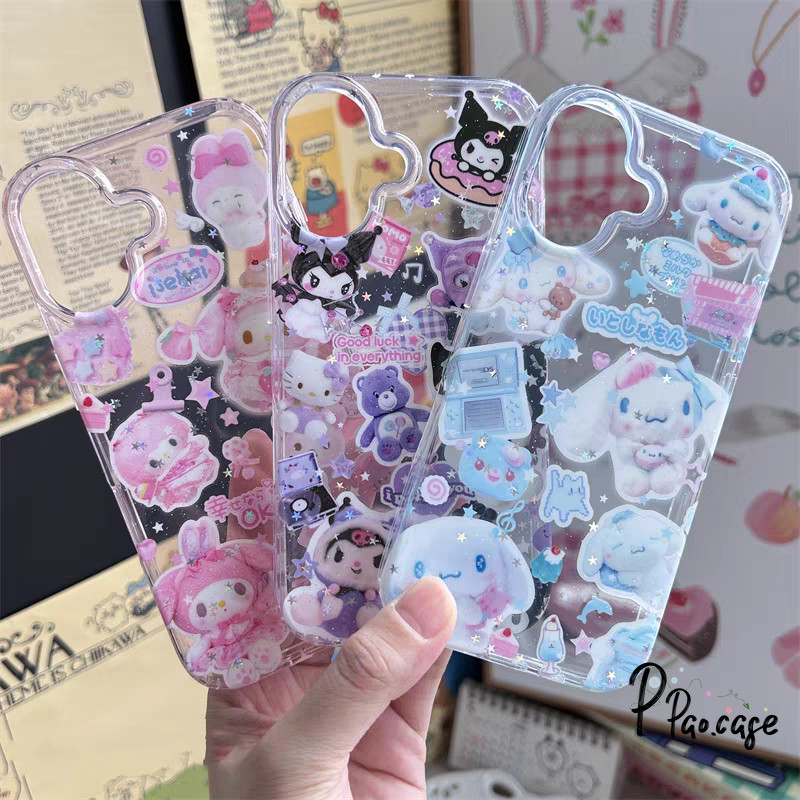 สำหรับ IPhone 17 15 AIR XR 16 13 12 11 14 Pro Max X XS 7 8 16 15 14 Plus เคสผงกระจก คุโรมิ ซินนามอรอล มายเมโลดี้ โปชาคโค