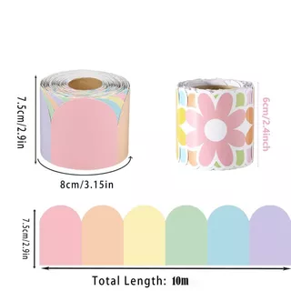 WELLE โปสเตอร์ชายแดนสติกเกอร์, DIY ดอกไม้ขอบหยักกระดาษ,แฟชั่นสีกันน้ําสีดําบอร์ดสติกเกอร์ตกแต่งสําหรับห้องเรียน Bulletin Board Home Party