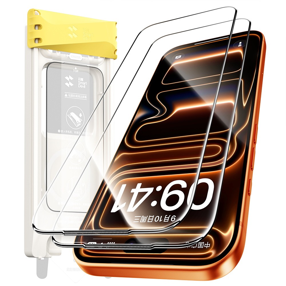 SmartDevil 3D โค้งกระจกนิรภัยป้องกันหน้าจอสําหรับiPhone 17 Pro Max/16 Pro/15 Full-Coverageป้องกันหน้าจอพร้อมDrop Protection