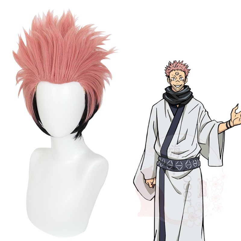 Jujutsu Kaisen Ryomen Sukuna Cosplay Wig Smoke Pink Gradient Black