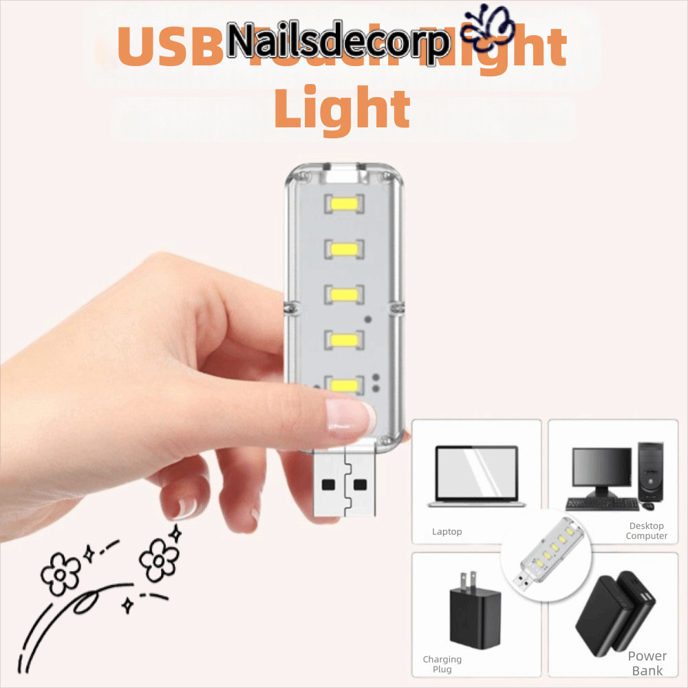 NAILS Touch Dimming Light, PC 10 LEDs USB Night Light,แบบพกพา 5V 3000K/6500Kฟังก์ชั่นหรี่แสงได้ปลั๊ก