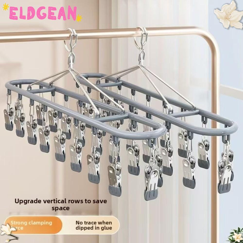 ELDGEAN ราวตากผ้า ความจุคลิป 20 อัน​​ ​​ไม้แขวนเสื้อกันลม บ้านทันสมัย​​ ที่จัดระเบียบเสื้อผ้า​​ ​​ออกแบบไม่ทําเครื่องหมาย​​ ​​ชั้นวางถุงเท้าสแตนเลส​​ ​​ใช้ในครัวเรือน​​