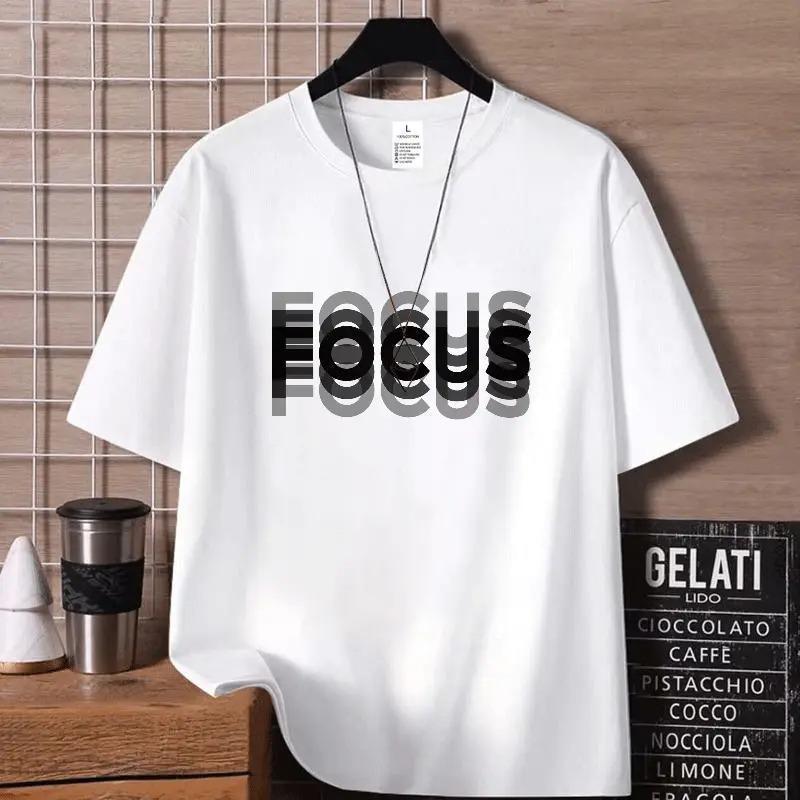 Top.basic🔥 เสื้อ oversize ผ้าCotton โคตรนุ่ม สตรีทแฟชั่นt shirt พิมพ์ลาย"FOCUS"เสื้อวินเทจ【COD】