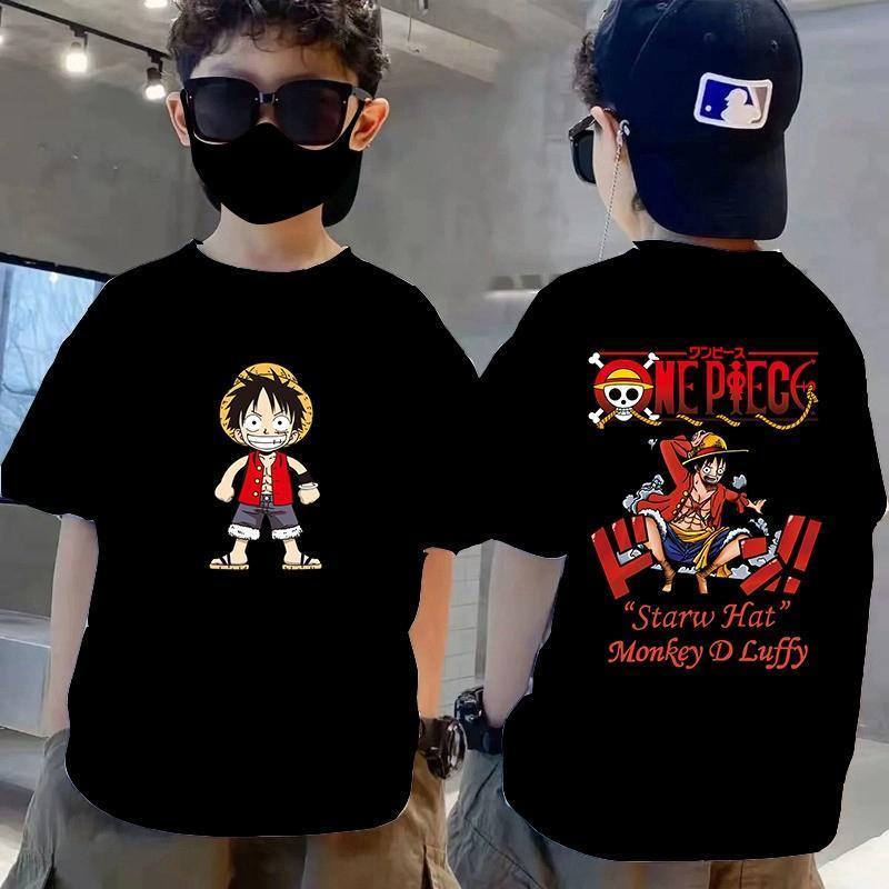 COD One Piece LUFFY Printed T-shirt  Printed T-shirt Birthday gift kids T-shirt cotton