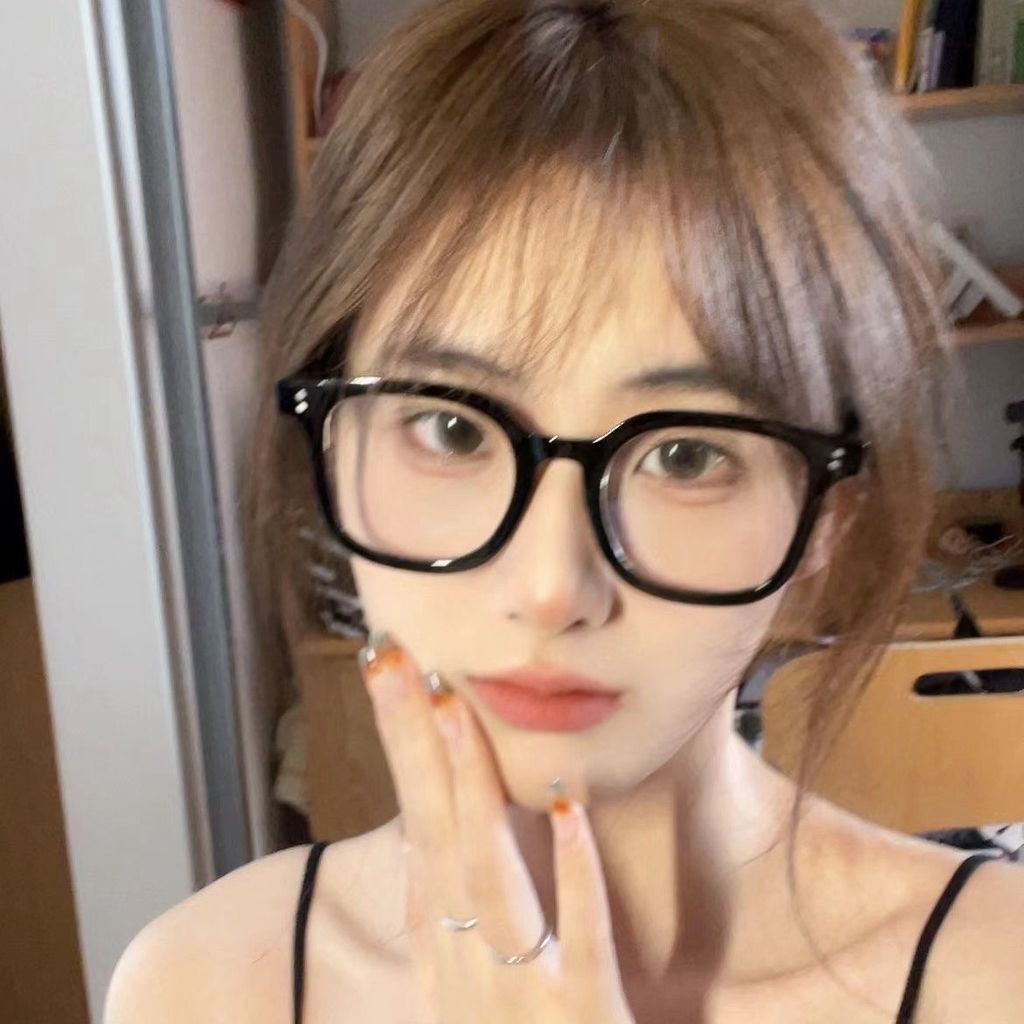 Zhang Ruonan กรอบสีดําขนาดใหญ่ธรรมดาใบหน้าสายตาสั้นแว่นตากรอบหญิงสีดําธรรมดาแสงป้องกันดวงตาป้องกันแส