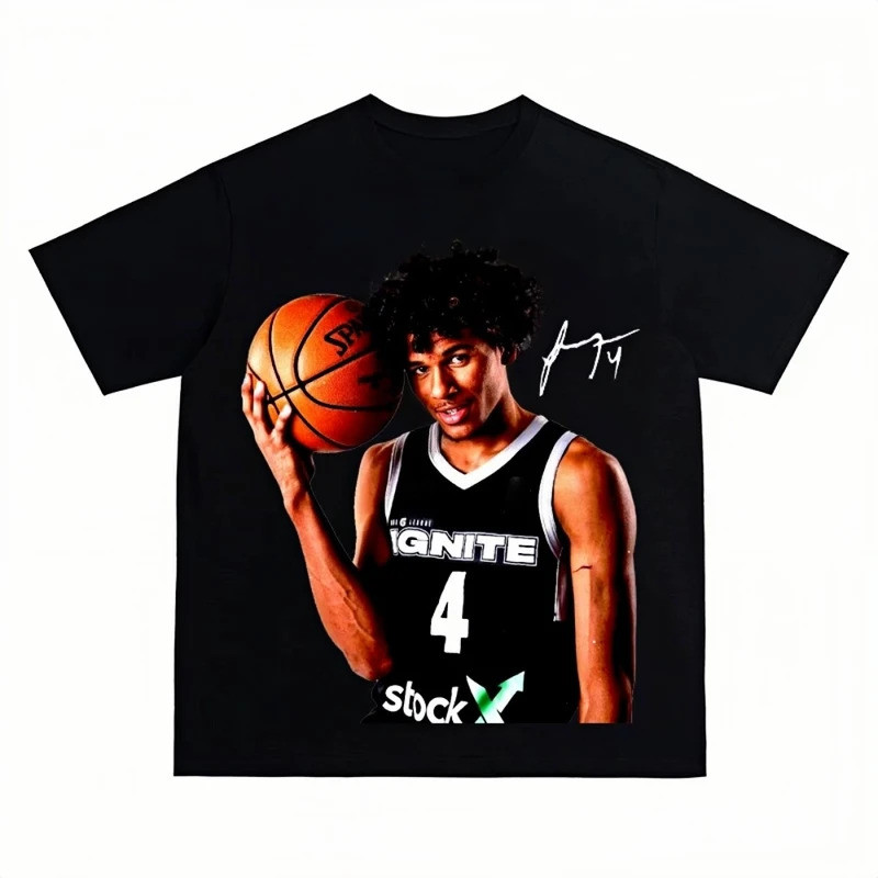 Jalen Green Ball Portrait T-Shirt Soft Cotton Slim Fit Basketball Casual Outdoor Modern Fashion Outf