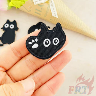 ※ ถามแมวดํา . แผ่นแปะสติกเกอร์ติดด้วยตนเองอิโมจิตลก ※ 1 ชิ้น / 5 ชิ้น DIY Fashion Patch
