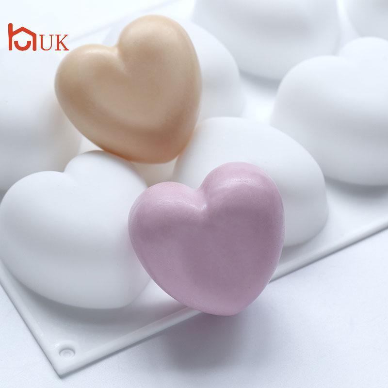 UK 8 หลุมรูปหัวใจแม่พิมพ์ซิลิโคน 3d Handmade สบู่แม่พิมพ์สบู่สบู่ทํา Fondant TH