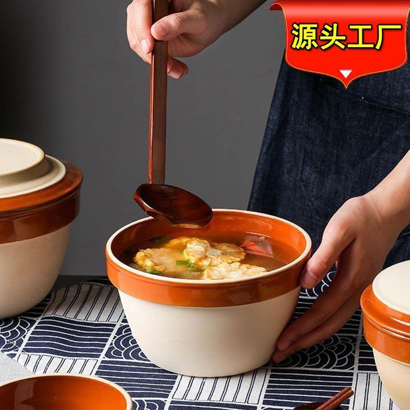 陶瓷土钵子陶碗蒸菜蒸蛋碗蒸饭钵粥碗面碗米线碗例汤碗梅菜扣肉碗n2.3Ceramic Clay Bowl Ceramic Bowl Steamed Vegetables Steamed Egg Bowl