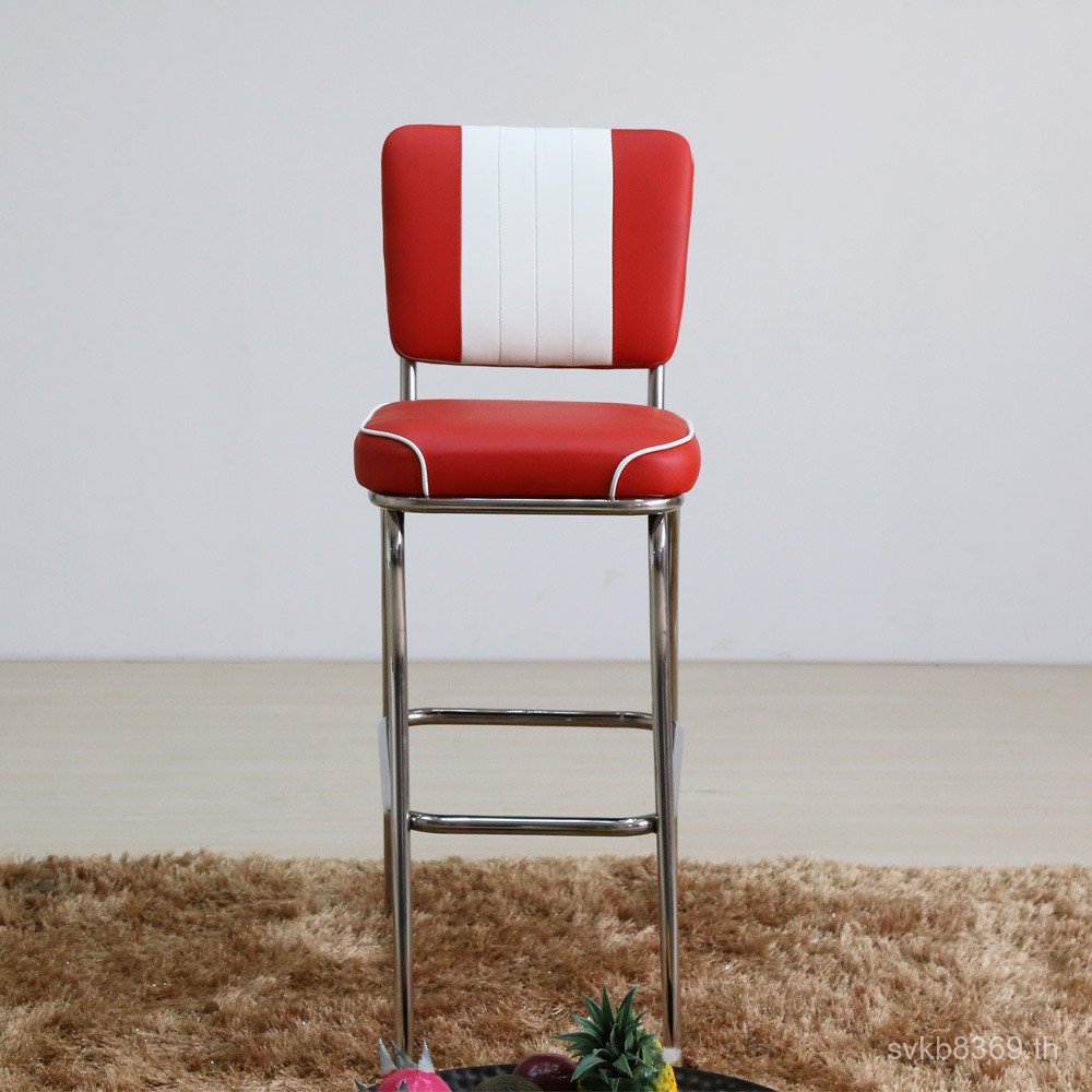 โลหะหนัง Leisure Cafe High-Foot pu เก้าอี้พนักพิง hbc424-Foot Bar เก้าอี้อเมริกันเก้าอี้บาร์ H2O8