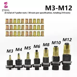 Null 11 ชิ้นคู่มือ Riveter Nut เครื่องมืออุปกรณ์เสริมสําหรับถั่ว M3 M4 M5 M6 M8 M10 M12 ง่ายติดตั้ง Hand Rivet Nut null