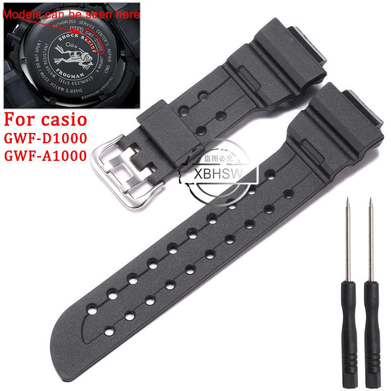 สายเรซินเหมาะสําหรับ Casio GWF-A1000 D1000 สําหรับ Frogman สายรัดข้อมือผู้ชายสร้อยข้อมือสีดําโลหะเหล