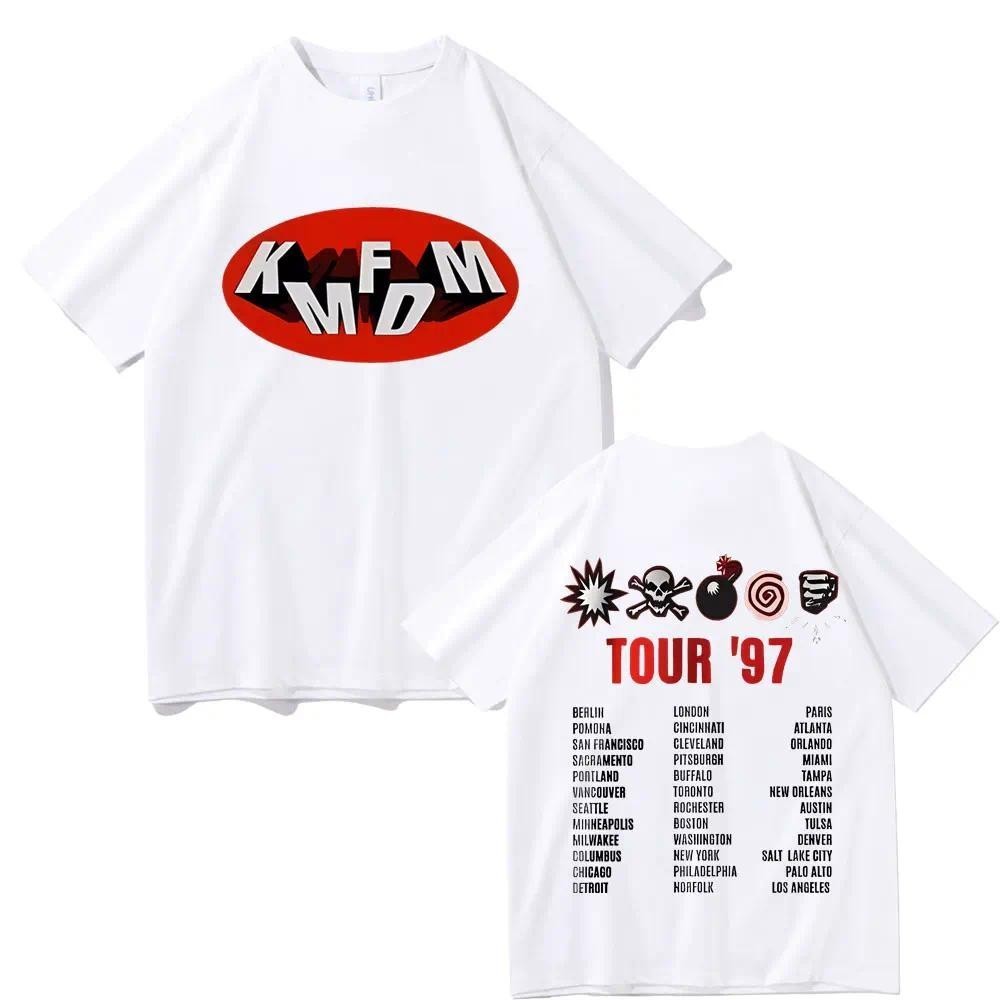 Rock Band Kmfdm Tour 97 T-shirt ผ้าฝ้ายสไตล์Vintage Gothic Punk เหมาะสำหรับทั้งผู้ชายและผู้หญิง