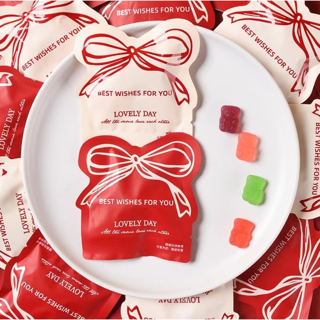 Longke Small Gift Gummy Gift Bag Gummy Bowknot QQ Candy Wedding Candy ของที่ระลึก Happy Shop ขายส่ง 