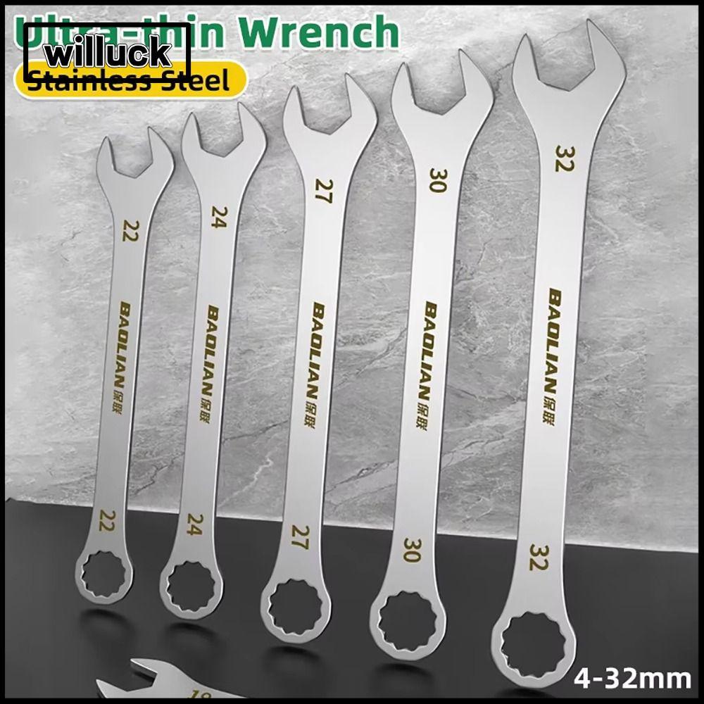 WILLUCK 1 ชิ้น Ratchet Spanner, Double-end 5-32 มม.ประแจปลายเปิดบางเฉียบ, ความหนา 3 มม.Multi-Function Open-end ประแจจักรยานรถจักรยานยนต์รถซ่อมเครื่องมือ
