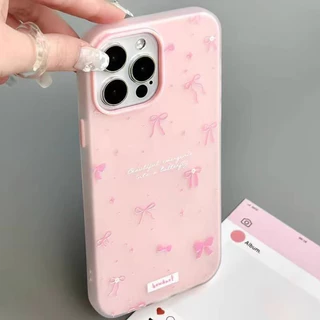 เคสไอโฟน 15 สำหรับ iPhone 17 13 11 16 15 14 12 Pro Max 7 8 Plus XR X XS หวานสีชมพูหวานสีชมพูลูกกวาดสีใหม่ 2 in 1 กำไลปก