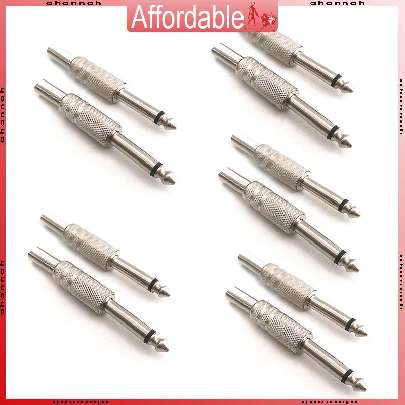AH 10 ชิ้นกระเป๋า 1 4 Mono o แจ็ค 6 35 มิลลิเมตรโลหะชาย Monaural o สายตัวเชื่อมต่อปลั๊ก
