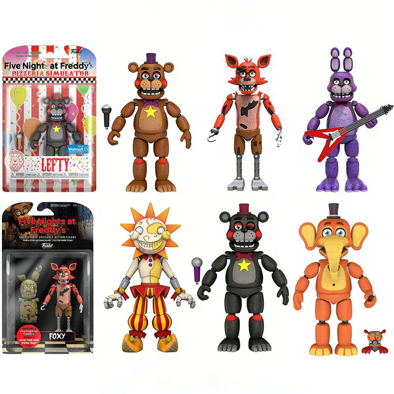 FNAF Funko POP ตัวเลข Freddy Foxy Sun Moon ซ้ายสะสม Five Night At Freddy Multi-Joint เคลื่อนย้ายได้ 