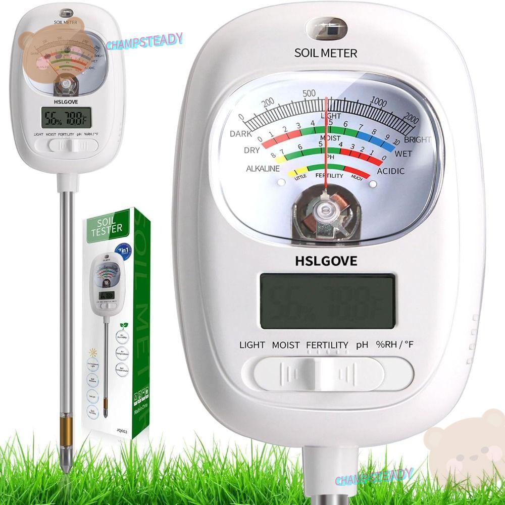 CHAMPSTEADY Soil Test, Fertility Dual Screen Air Temp&Hummidity Soil Moisture Meter, ใช้งานง่าย Soil