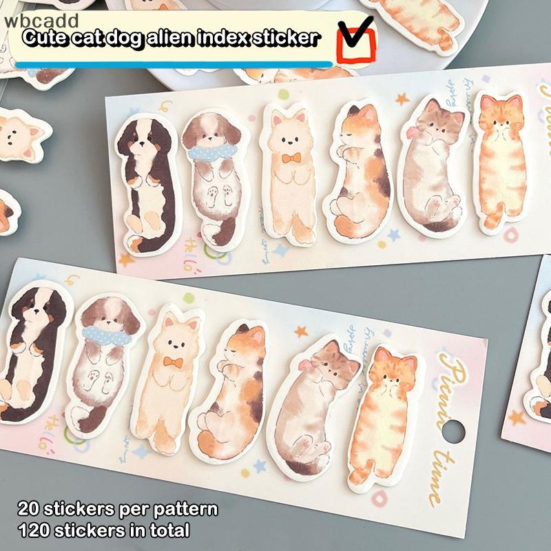Wbcadd 120 แผ่น/เซ็ตแมวน่ารักสุนัข Stiy Notes Index Tabs หน้าเครื่องหมายหนังสือสําหรับหน้าเครื่องหมา