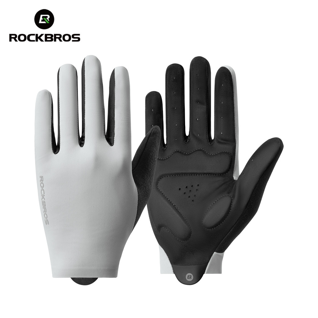 ROCKBROS จักรยานถุงมือเต็มนิ้ว SBR กันกระแทกถุงมือยาวกันลื่นน้ําหนักเบา Breathable Touchscreen MTB ถุงมือจักรยานเสือหมอบ