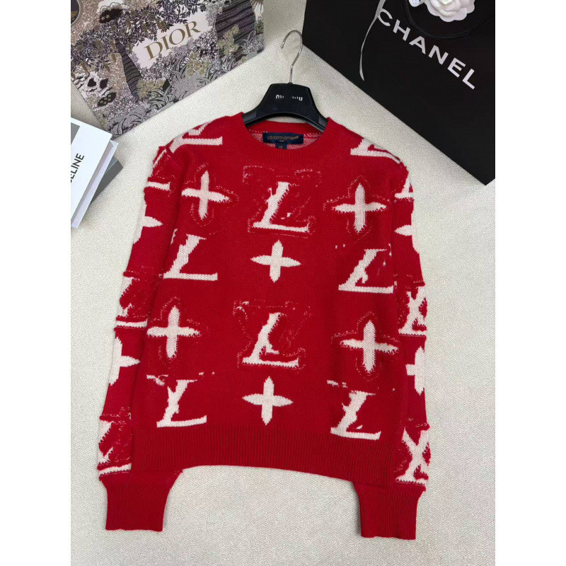 K7P1 L* Autumn and Winter New Round Neck Knitted Pullover with Three-Dimensional Jacquard logo Class