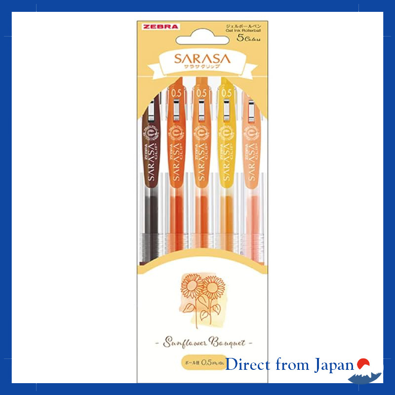 Zebra Sarasa Clip 0.5mm Gel Pen Flower Bouquet Set - 5 Colors (Tulip, Nemophila, Clover, Sunflower)