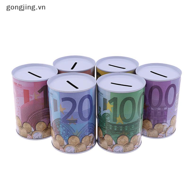 Gongjing Euro Dollar Money Box ปลอดภัยกระบอก Piggy Bank Bank Bank สําหรับเหรียญกล่องฝาก VN