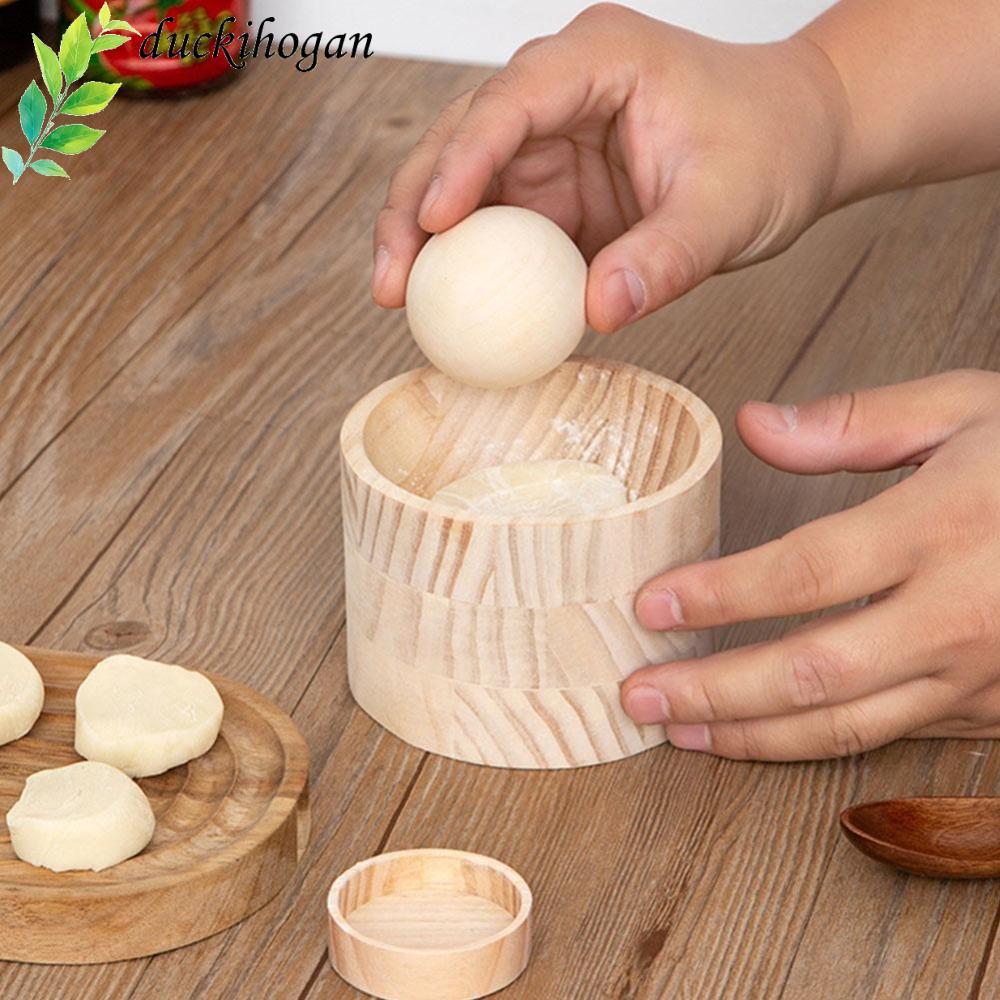 DUCQIHOGAN ไม้ Dumpling Skin Maker, Pastry เครื่องมือไม้ Ravioli Maker เครื่องมือ,ทนทานทรงกลมReusable DIYแป้งกดเครื่องมือครัวเบเกอรี่อุปกรณ์เสริม
