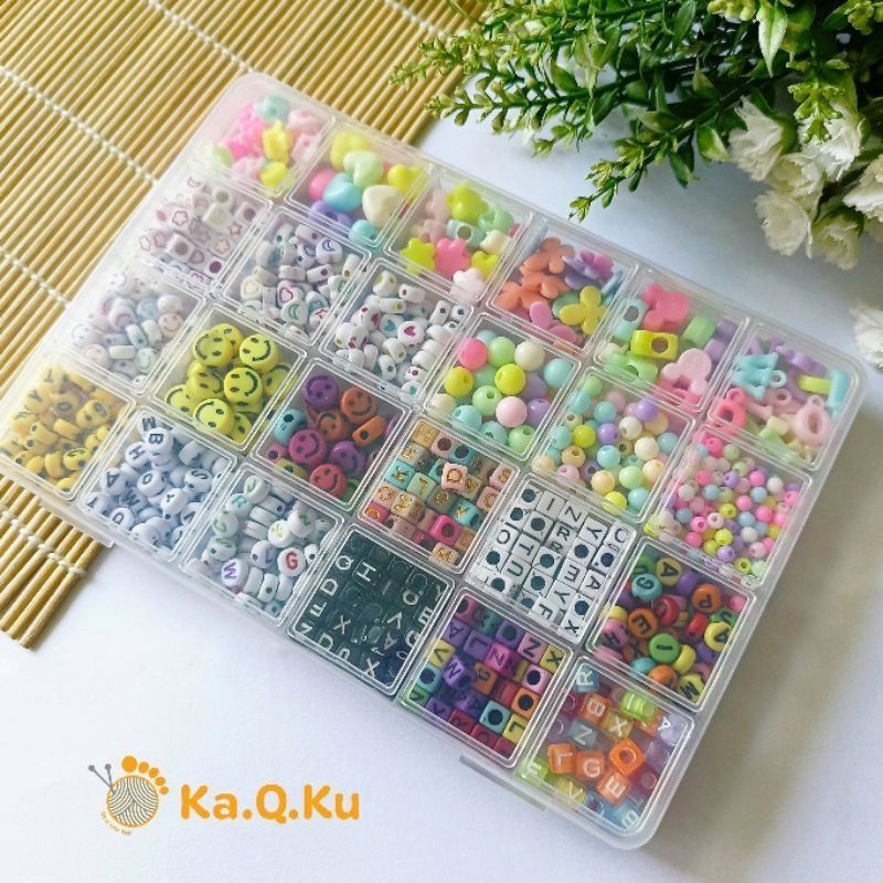 DIY SET PACKAGE BOX BEAD MOTE LETTER STRING - DIY BRACELET PACKAGE l AESTHETIC PACKAGE