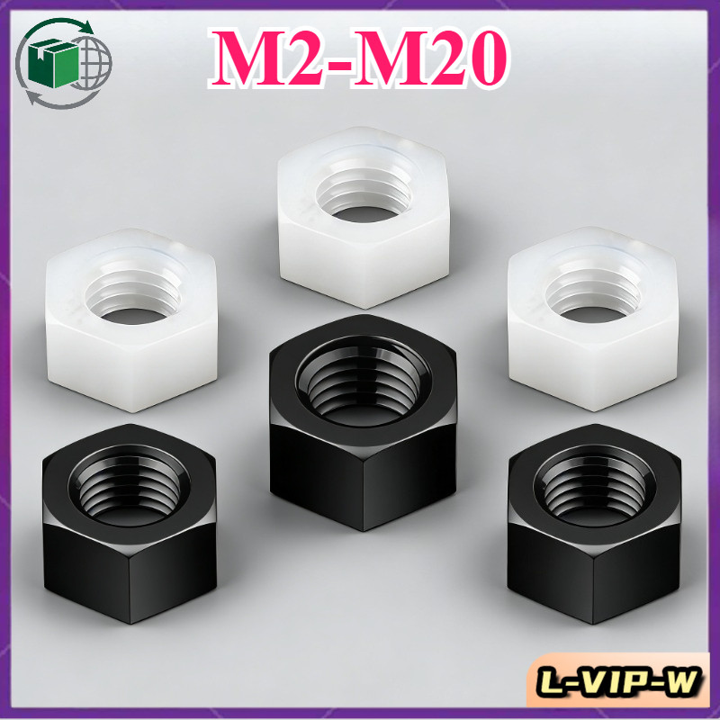 Nylon Hex Nut Nut Black/White/Transparent Nylon Hex Nut M2/M2.5-M20 [L-VIP-W]