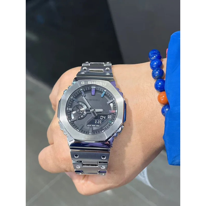 Unisex Digital Sports Watch Steel Bracelet LED Dual Display Water-Resistant Full Functionity Oak Ser