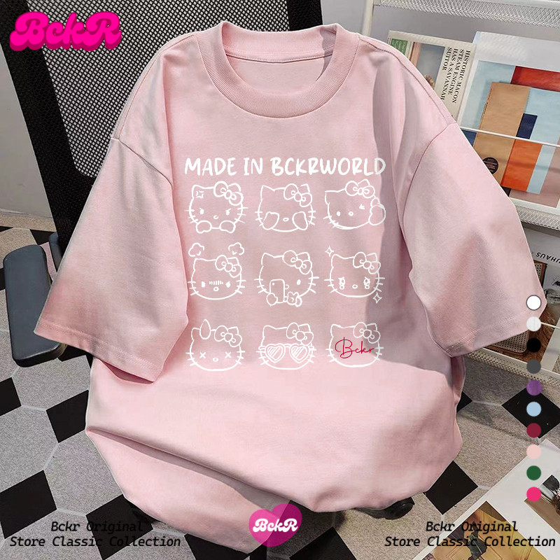 【จัดส่งตลอด 24 ชั่วโมง】🔥BCKR กราฟฟิตี ลายแมวน้อย คอกลม เสื้อ😽ลำลอง oversize เสื้อผญ เสื่อยืดYG4889