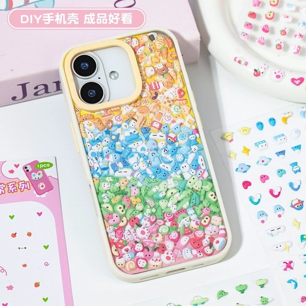 น่ารัก 3ง มินิการ์ตูนสัตว์อาหารโฟมสติกเกอร์หนาแน่นเคสโทรศัพท์สติกเกอร์ตกแต่ง