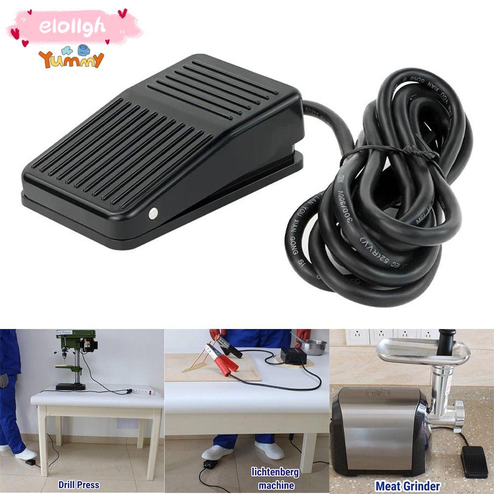 ELOGH สวิตช์เท้า, สวิตช์เท้าเหยียบสีดําพลาสติก, อุปกรณ์ไฟฟ้า Nonslip Momentary Pedal เครื่องมือไฟฟ้า